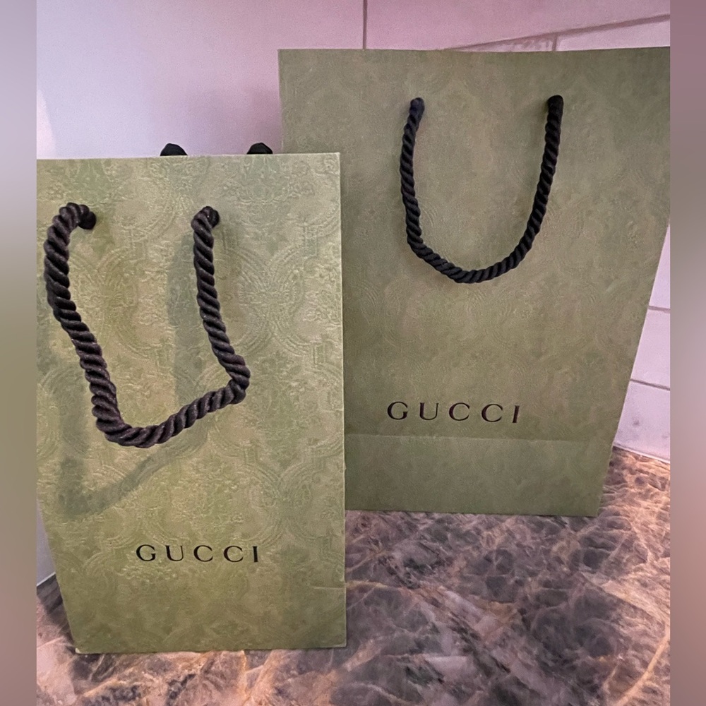 Gucci Olive Green Gift Bags with Black Handles